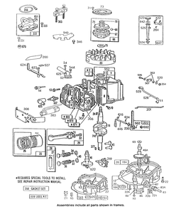 Cylinder,sumpbase,pistongrp Diagram and Parts List for 130702-7002-XX  Briggs and Stratton Engine